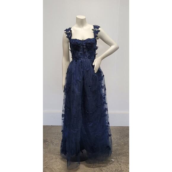 Dresses & Skirts - NWT Navy Blue Butterfly Dress Corset Back Formal Prom Wedding Bridesmaid
